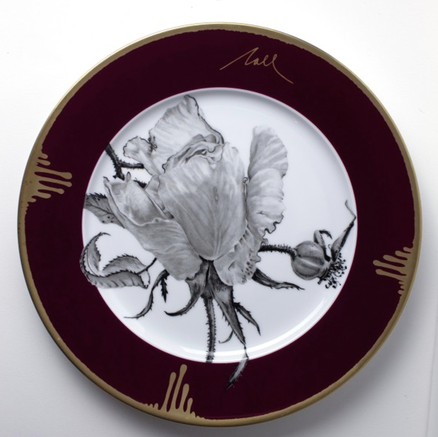Tuscia's Roses: Semi-Closed Rose Charger Presentation Plate (Red)