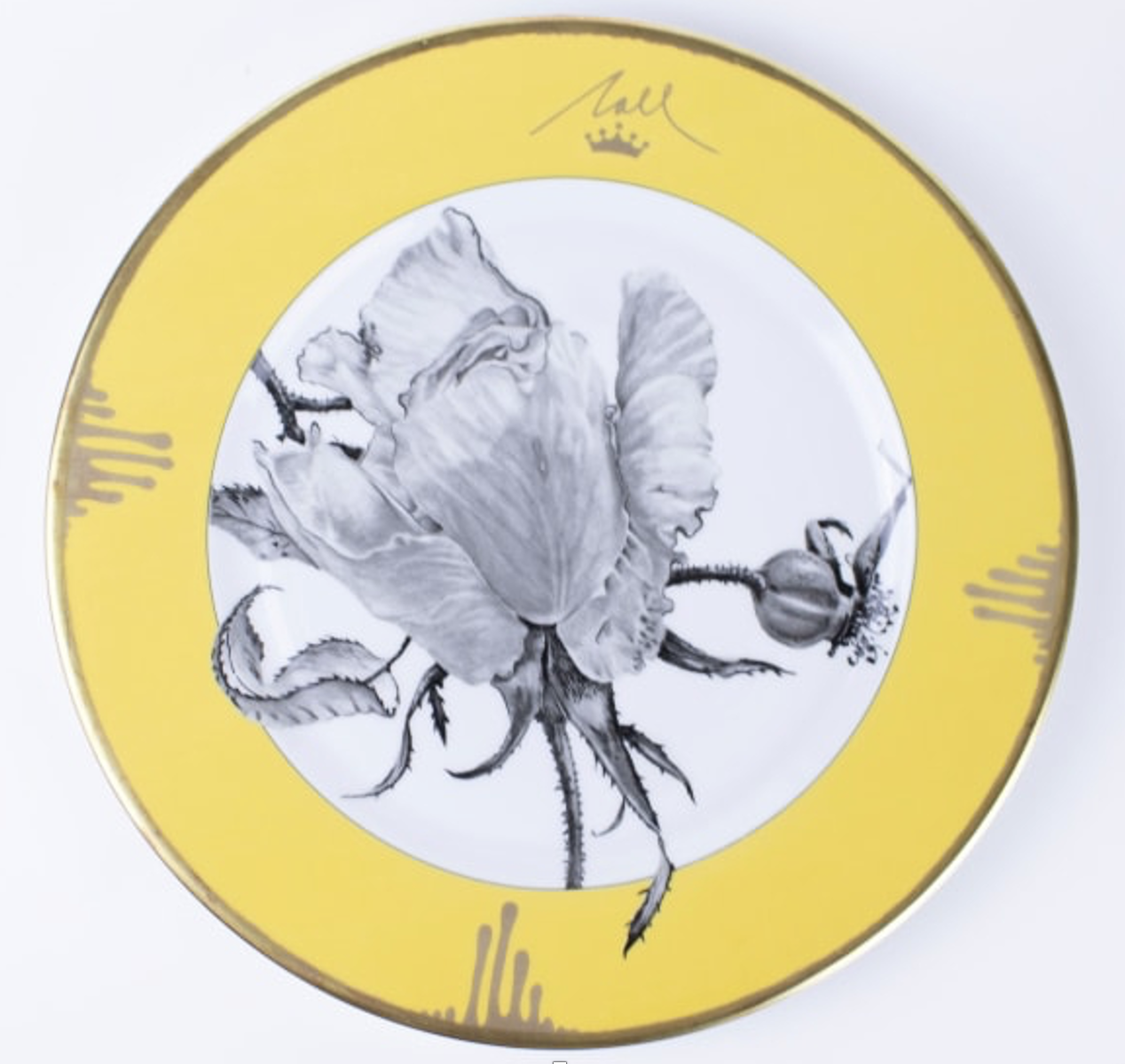 Tuscia's Roses: Semi-Closed Rose Charger Presentation Plate (Yellow)