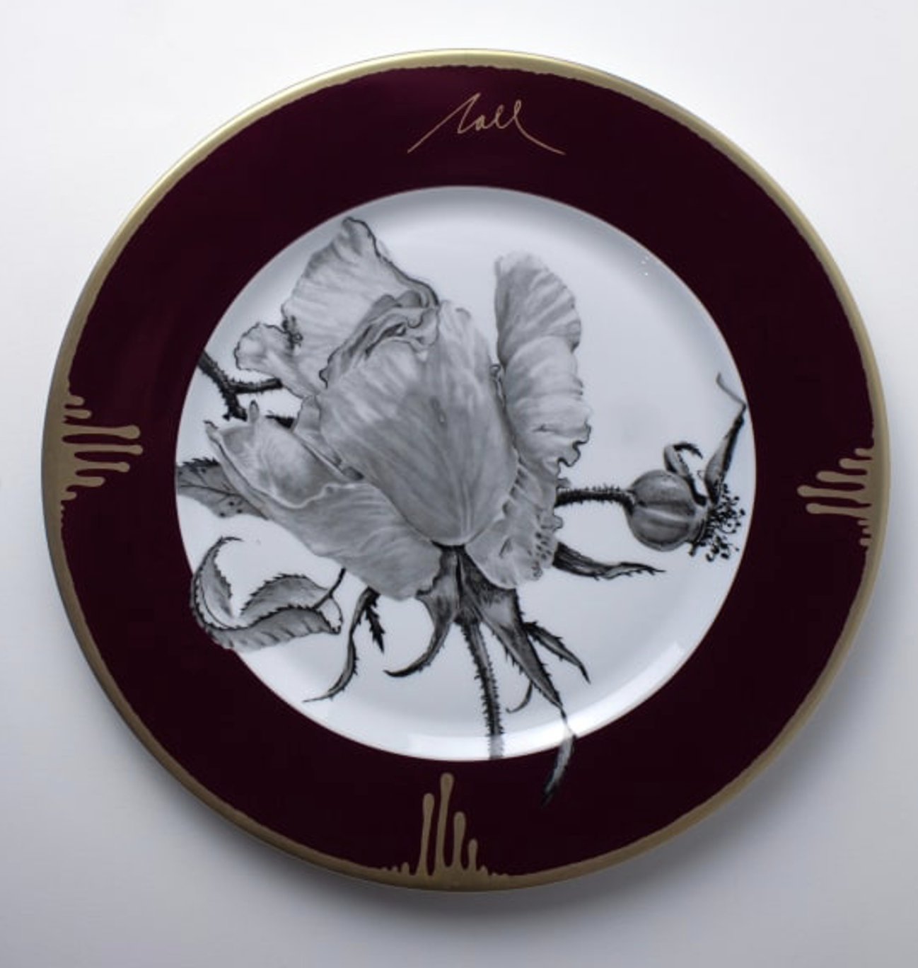 Tuscia's Roses: Semi-Closed Rose Charger Presentation Plate (Red)