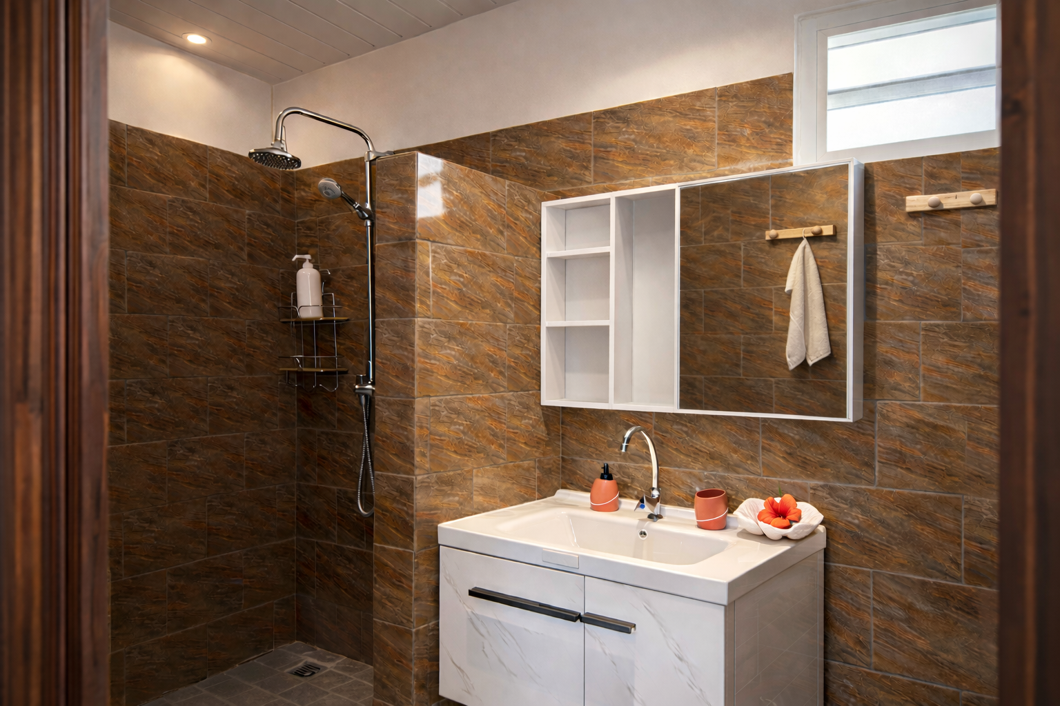 Salle de bain moderne Airbnb Fakarava