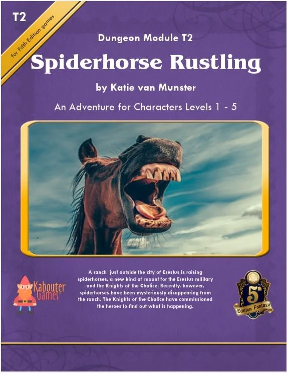 Dungeons and Dragons D&D DnD supplement adventures featuring a new monster spiderhorse stat block