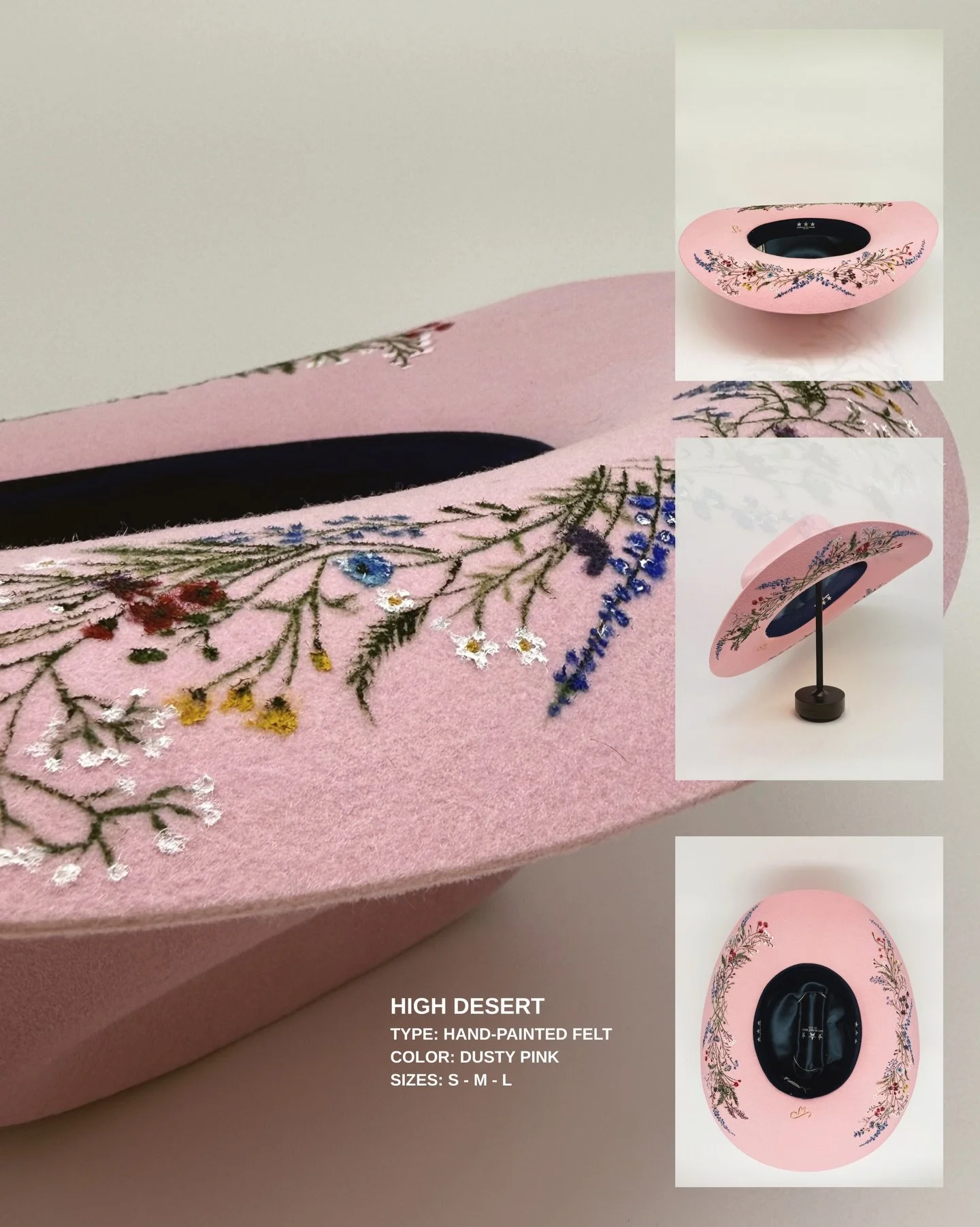 HIGH DESERT
Dusty pink felt.
Wild blooms hidden beneath the brim.

Available now.
kristinafaillacrowder.com