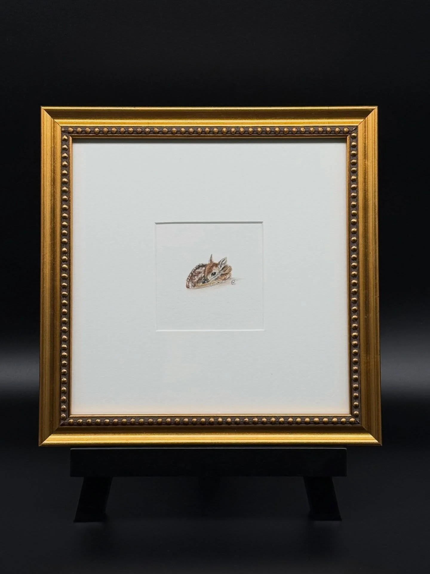 Micro fawn + owl on their way to their new home. This commission was for a baby nursery and it&rsquo;s always so special having my artwork in a sweet baby&rsquo;s room 🩵