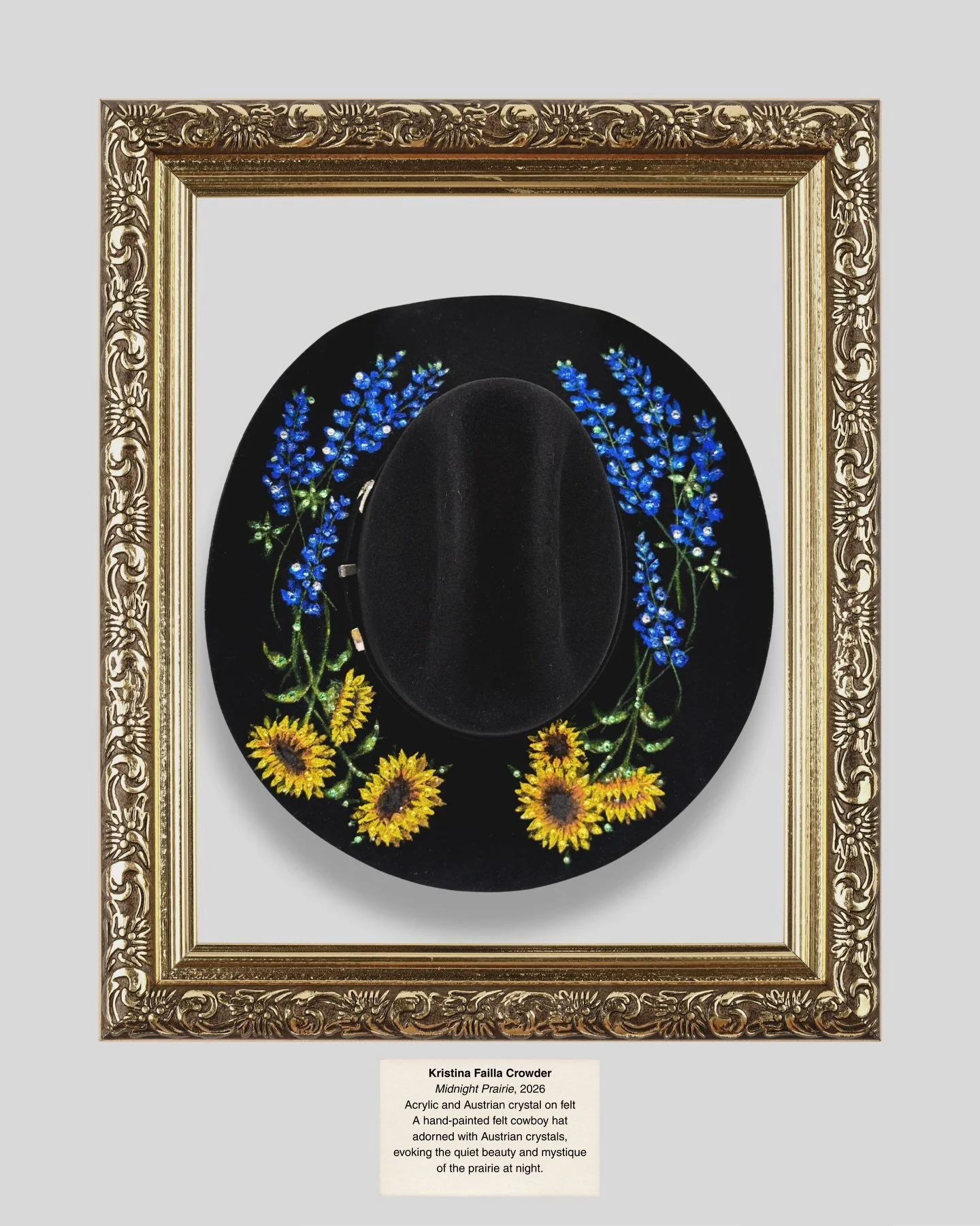 Some art hangs on a wall. Some art goes where you do.

𝘔𝘪𝘥𝘯𝘪𝘨𝘩𝘵 𝘗𝘳𝘢𝘪𝘳𝘪𝘦
Acrylic + Austrian crystal on felt

www.kristinafaillacrowder.com