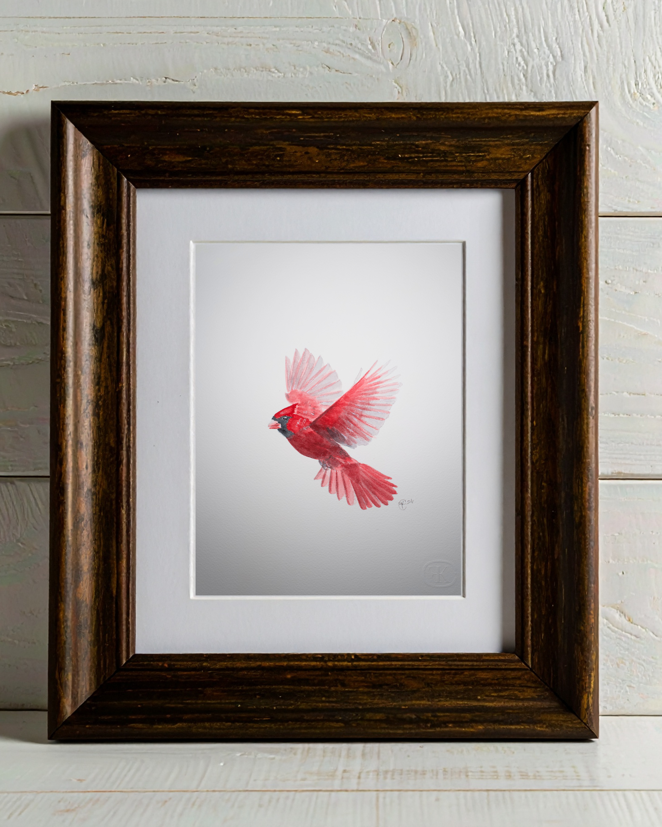 Northern Cardinal in Flight Archival Print
