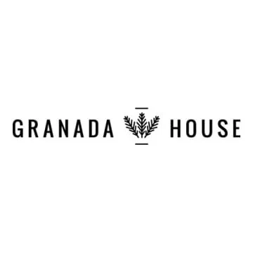Logo with the words 'Granada House' and a small leaf illustration in the center.