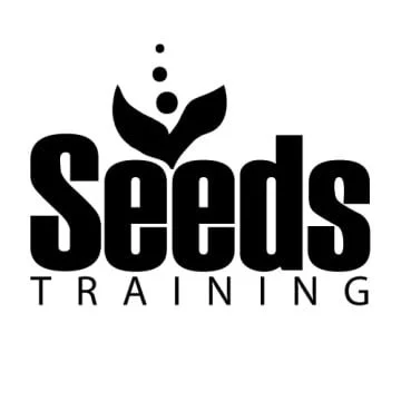 Logo for S Seeds Training featuring a stylized seed sprouting with liquid droplets above and bold text.