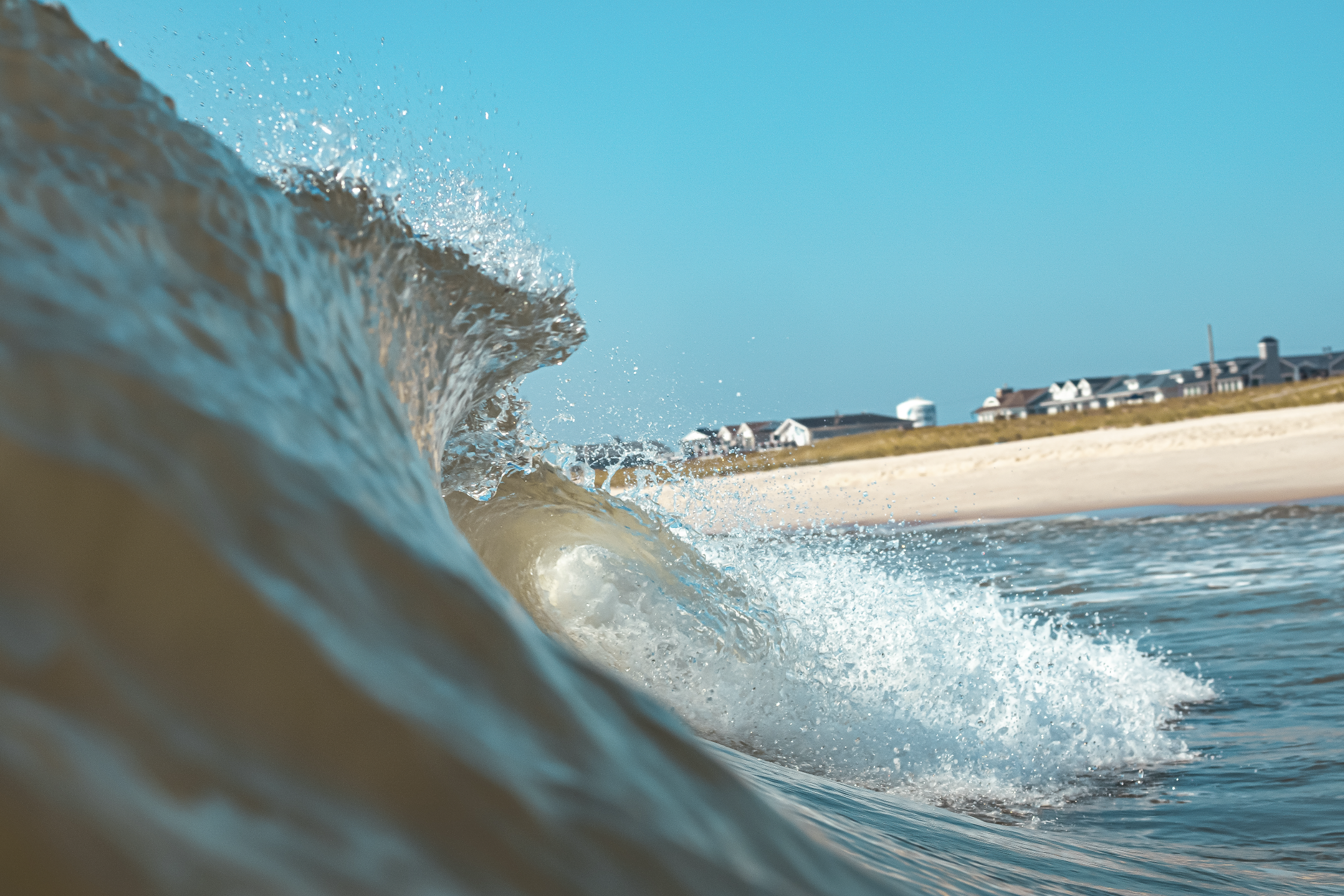 Close up of a wave breaking from an In water perspective. Lavallette, Ocean County, New Jersey