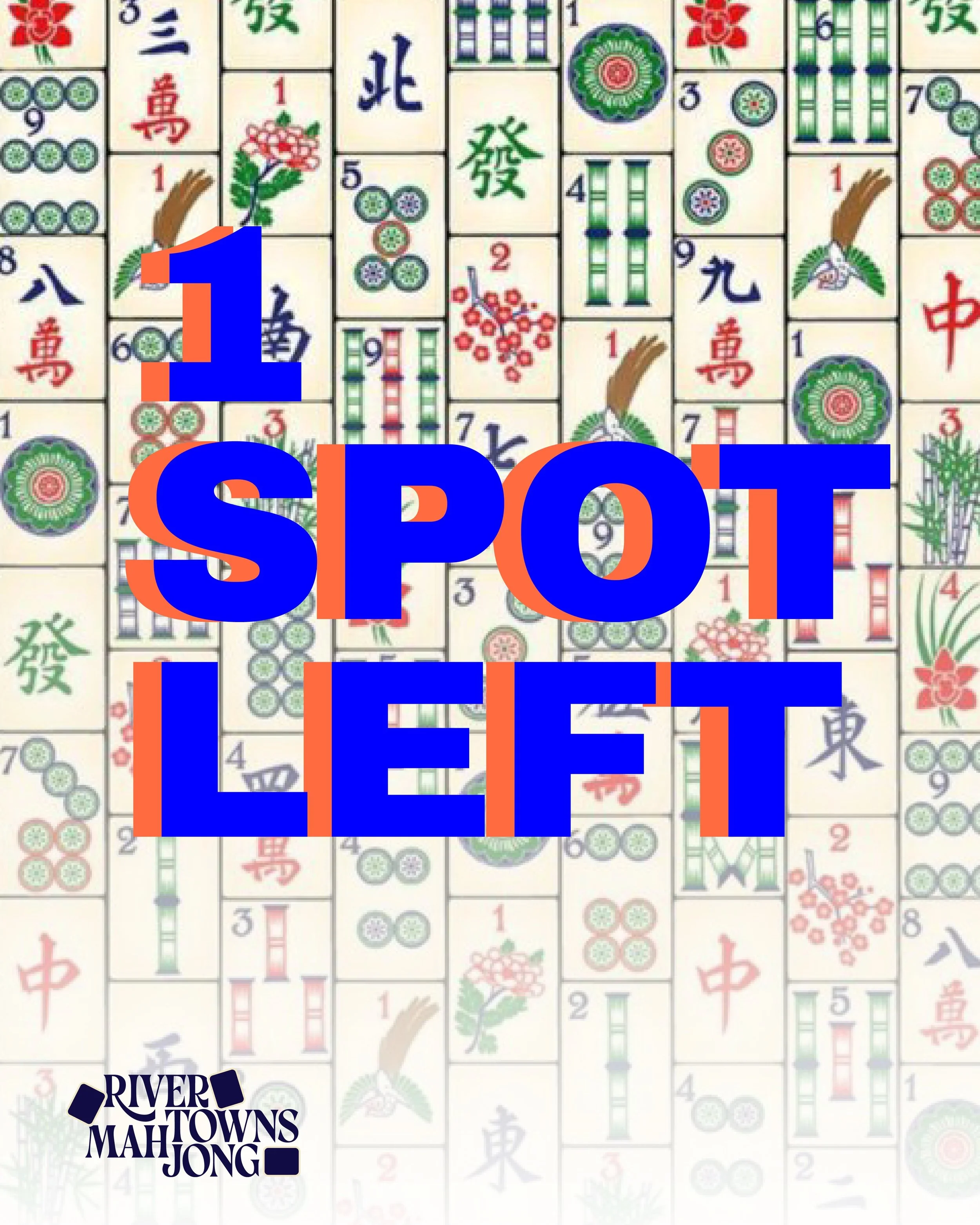 We have ONE SPOT left for our free open play mahjong tomorrow night, September 16. Visit https://www.rivertownsmj.com/events/p/openplay-zzkpe-hy3cr to grab the seat for yourself!