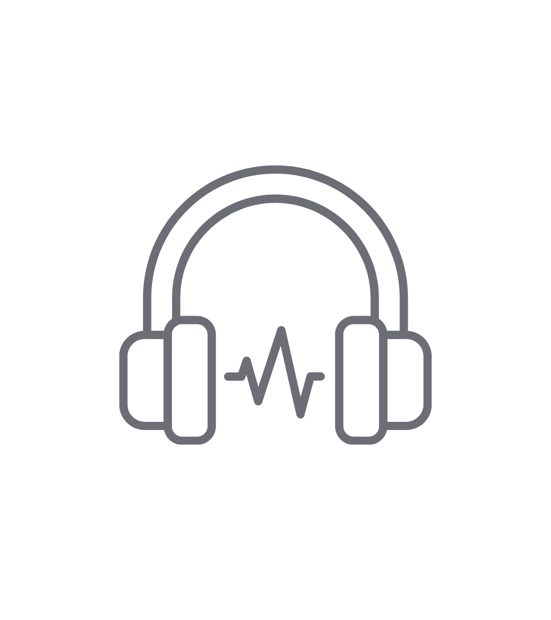 Image is a headphones icon in a light gray color