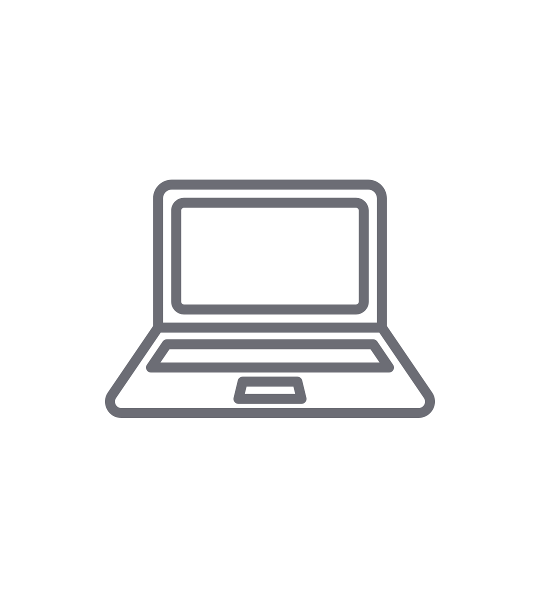 Image is of a laptop computer icon in a light gray color