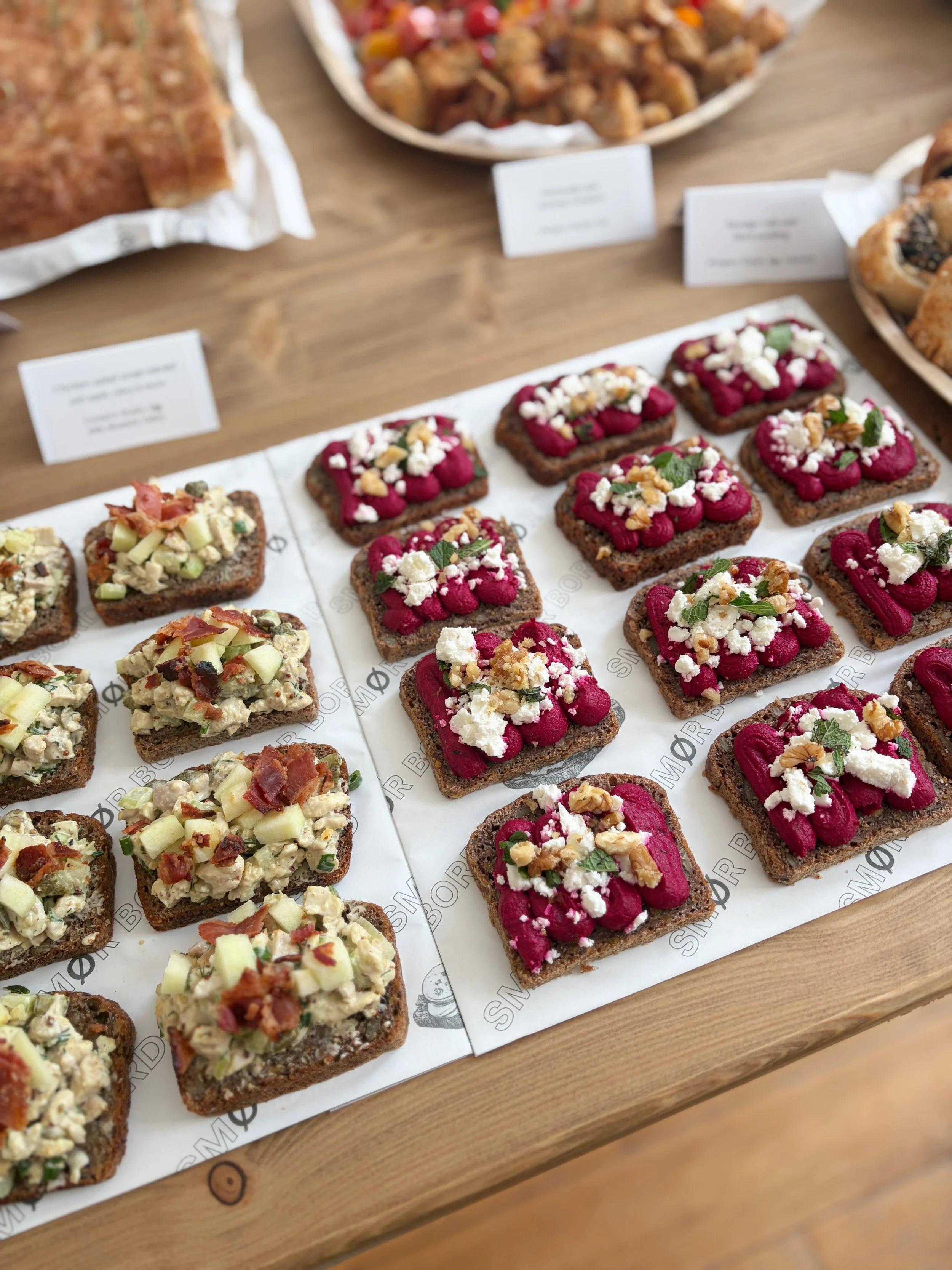 Mixed smørrebrød grazing table