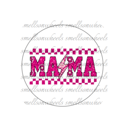 Round Cardstock l Checkered Lighting Bolt Mama