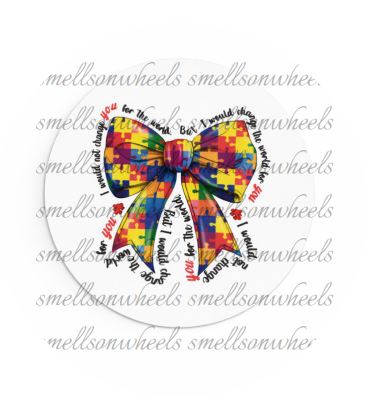 Round Cardstock l Bow Puzzle Piece Autism Awareness