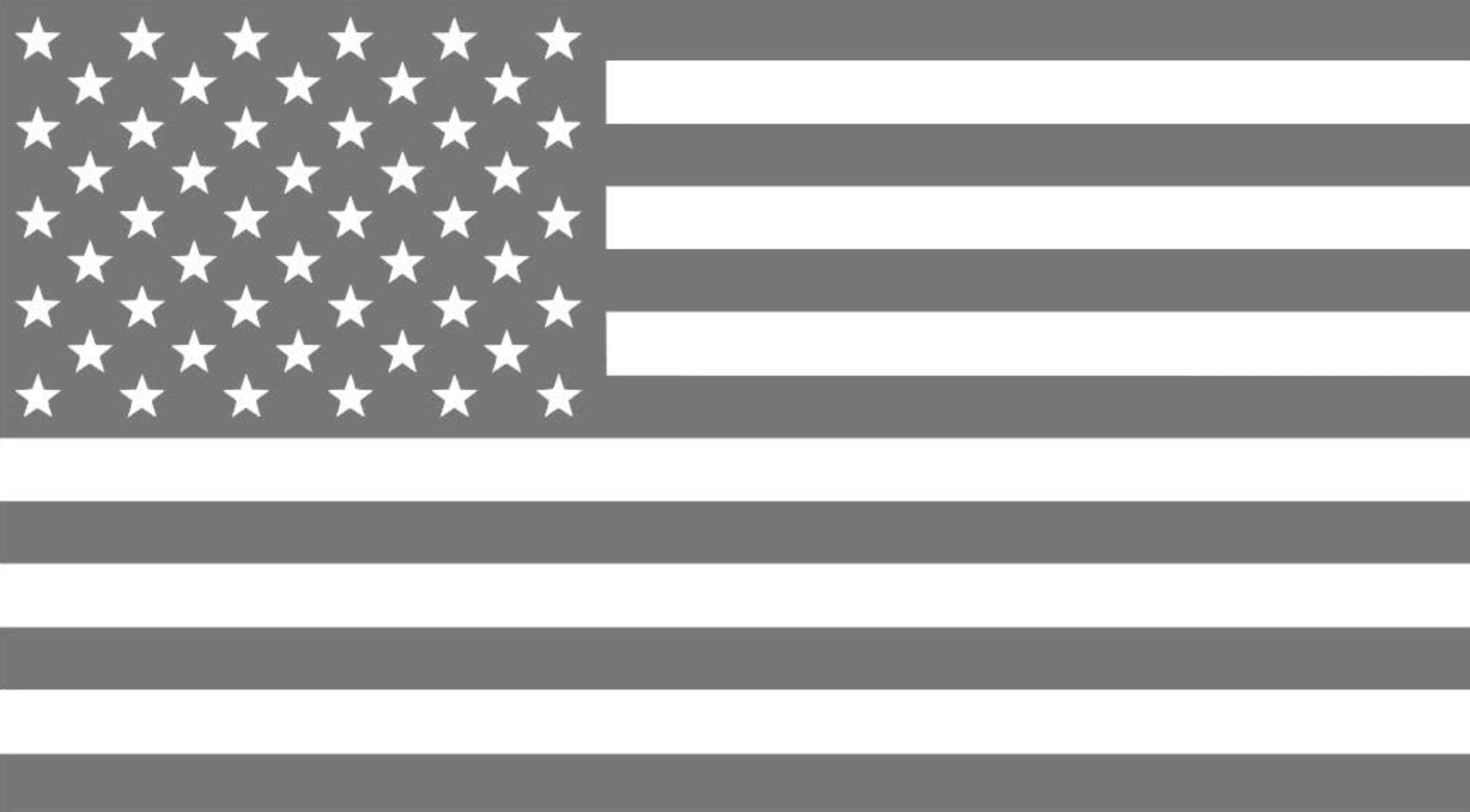 A grayscale American flag with stars and stripes.