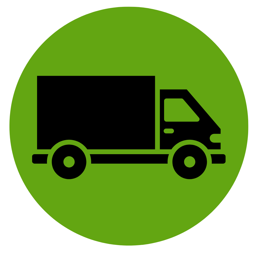 Icon of a delivery truck inside a green circle.