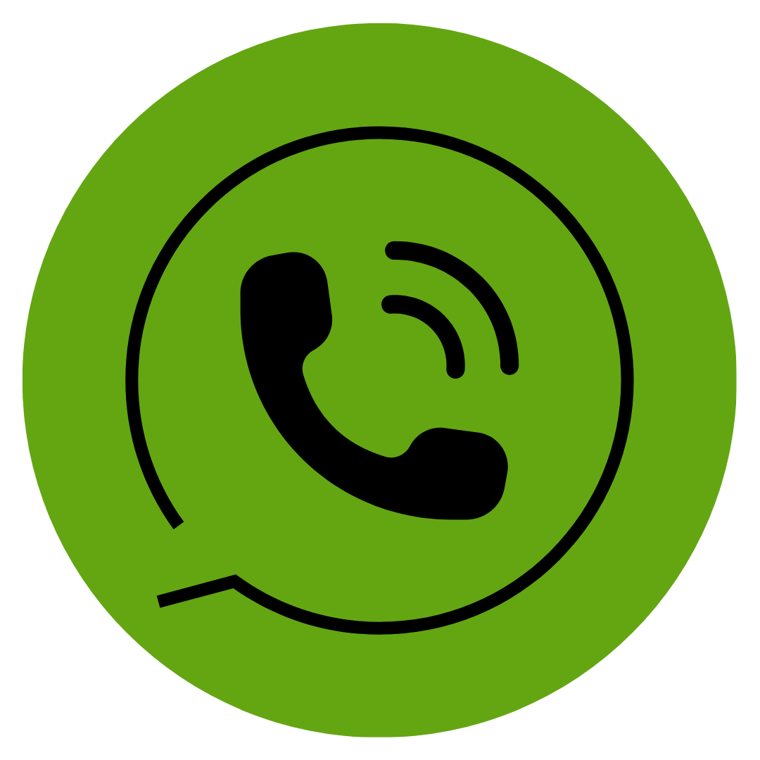 Green circular icon with a black phone receiver symbol and Wi-Fi signal, indicating a WhatsApp call feature.
