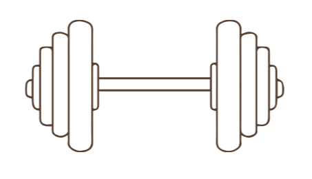 Outline of a barbell with weights on both ends.