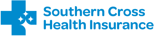 Logo of Southern Cross Health Insurance featuring a blue cross with white stars and the company's name in blue text.