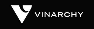 Vinarchy logo with a stylized V symbol and the word 'VINARCHY' in white on a black background.
