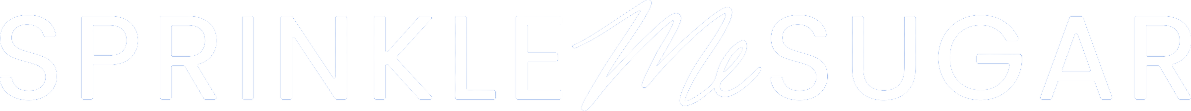 Text saying 'Sprinkle Me Sugar' with 'Sprinkle' in large blue uppercase letters and 'Me Sugar' in white script.