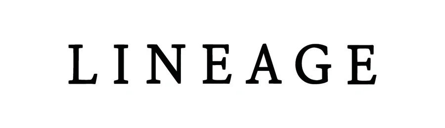 The word 'LINEAGE' written in black uppercase letters on a white background.