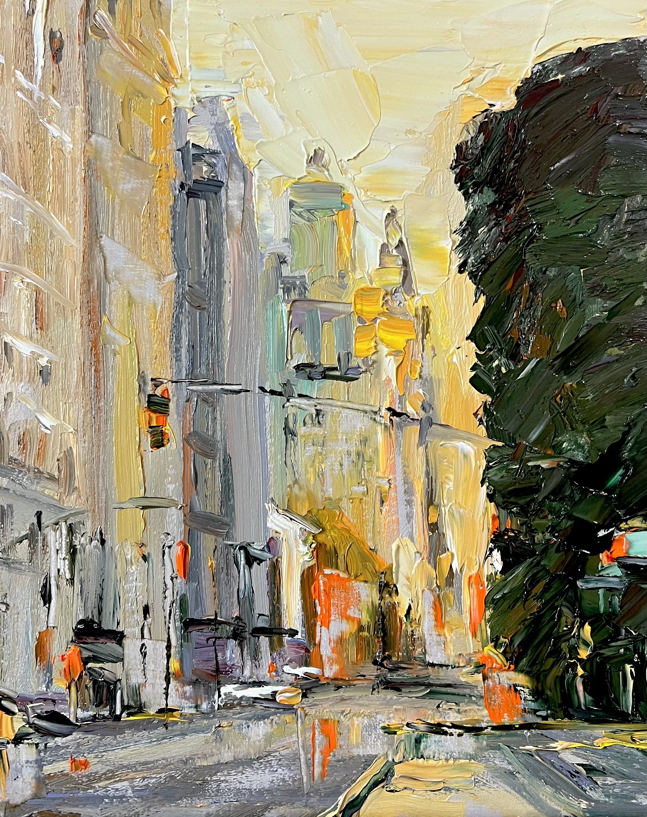 "4pm in Manhattan" Oil on Canvas Board. 10 by 8 in.