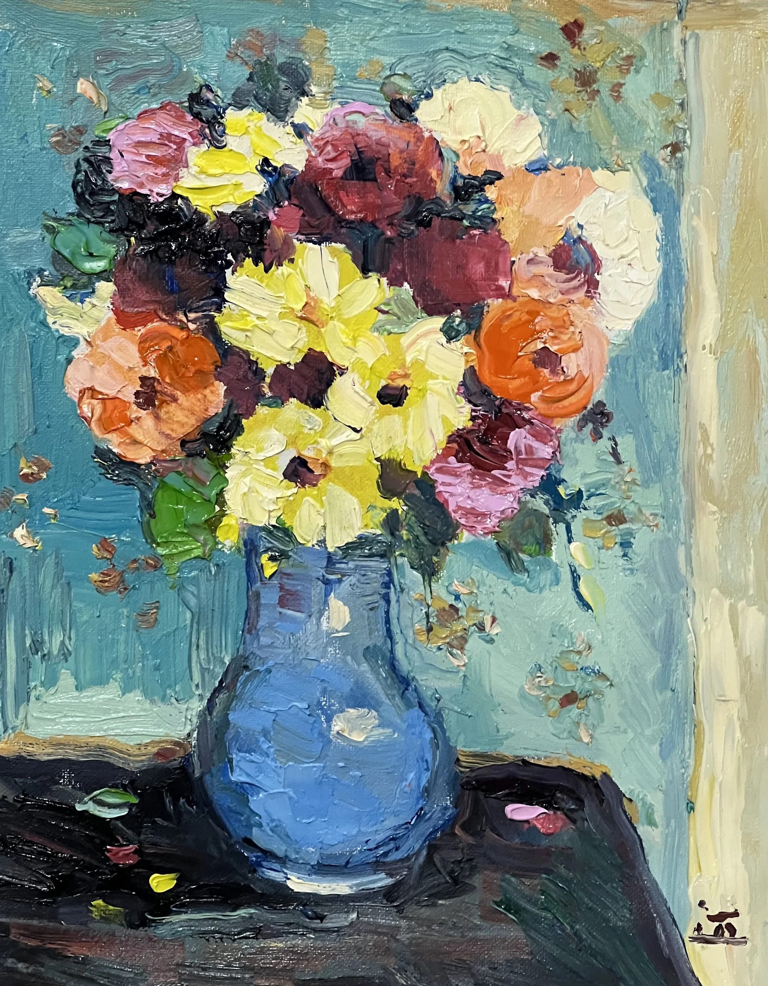 "Blue Wallpaper" Oil on Canvas. 14 by 11 in.