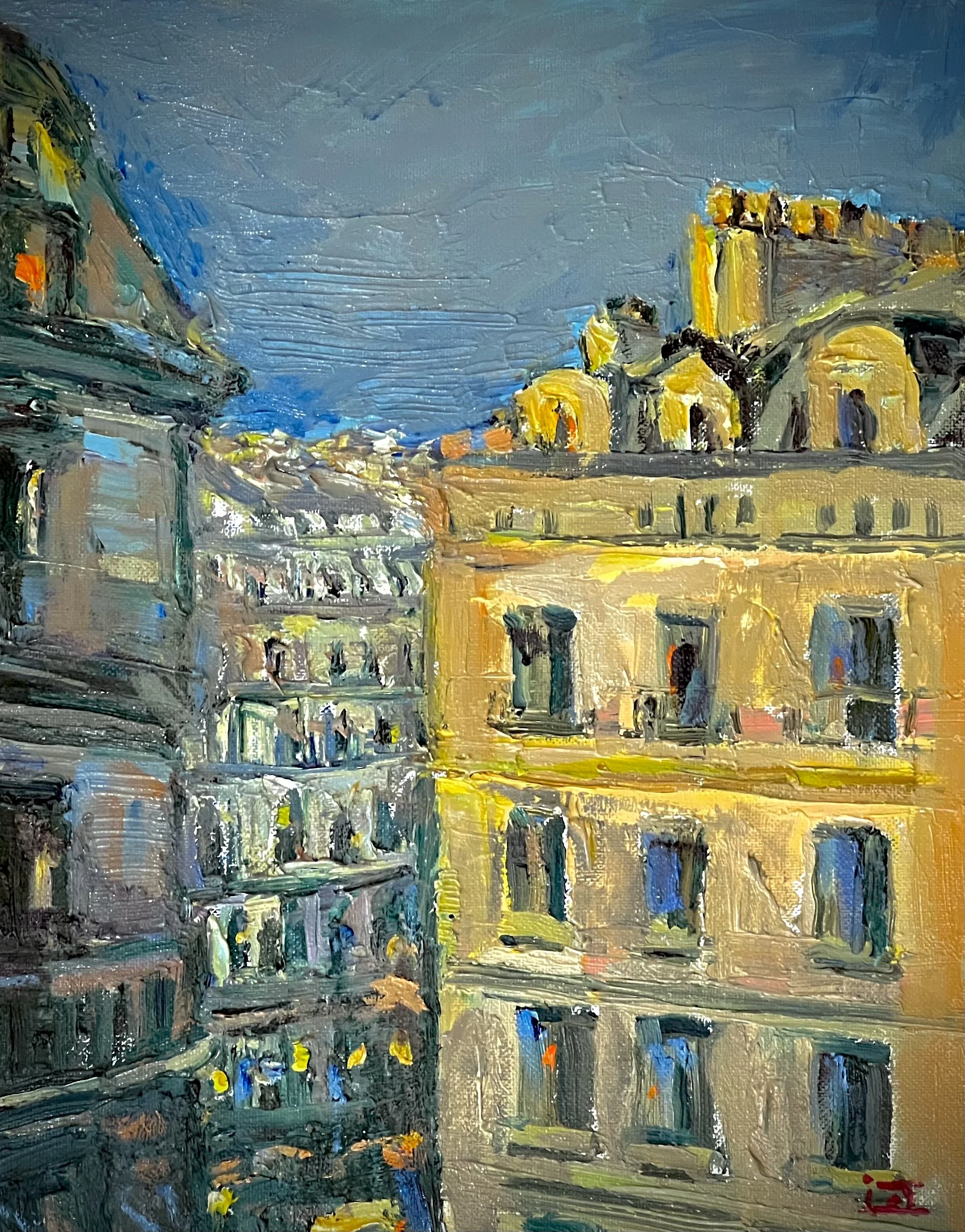 "Evening in Paris" Oil on Canvas Board. 14 by 11 in.