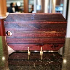 Padauk and Bolivian Rosewood Cutting Board with angled edges