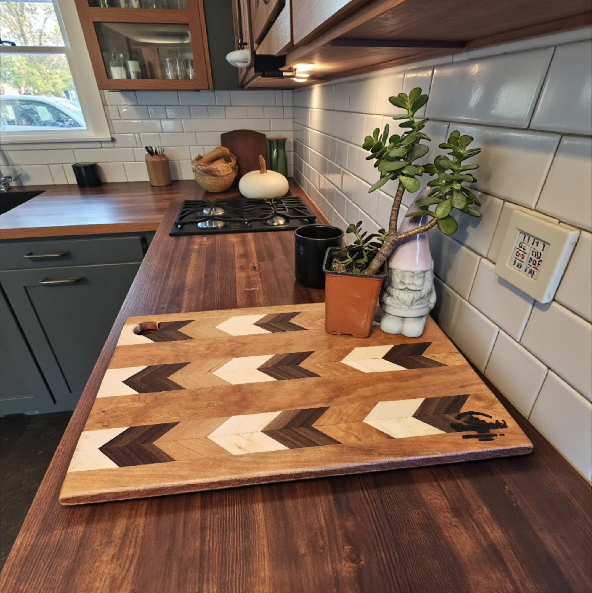Cherry, Walnut, and Maple Chevron Cutting Board