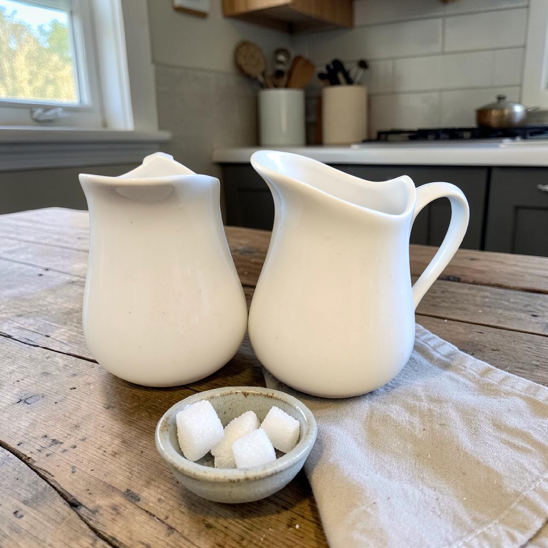 Two white ceramic pitchers.png