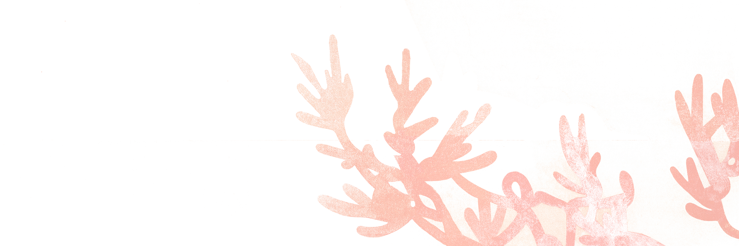 Une illustration artistique représentant une main faisant un geste de paix ou de victoire devant un fond beige, avec des éléments floraux ou de corail en rose pastel.