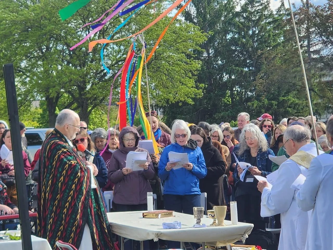 Dozens of people gathered on May 2, 2026, for a protest outside an U.S. Immigration and Customs Enforcement processing facility 