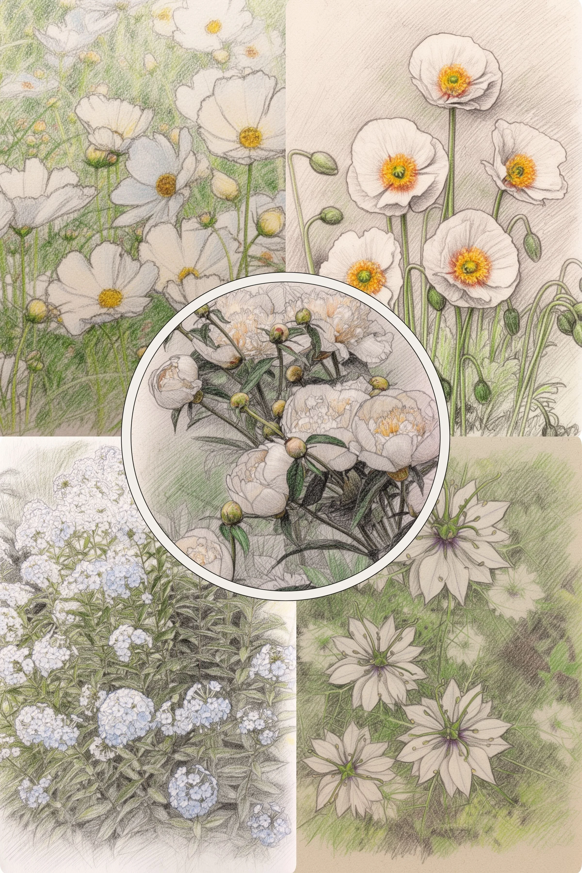 White Garden Collection - Full Sun  (4x6 )