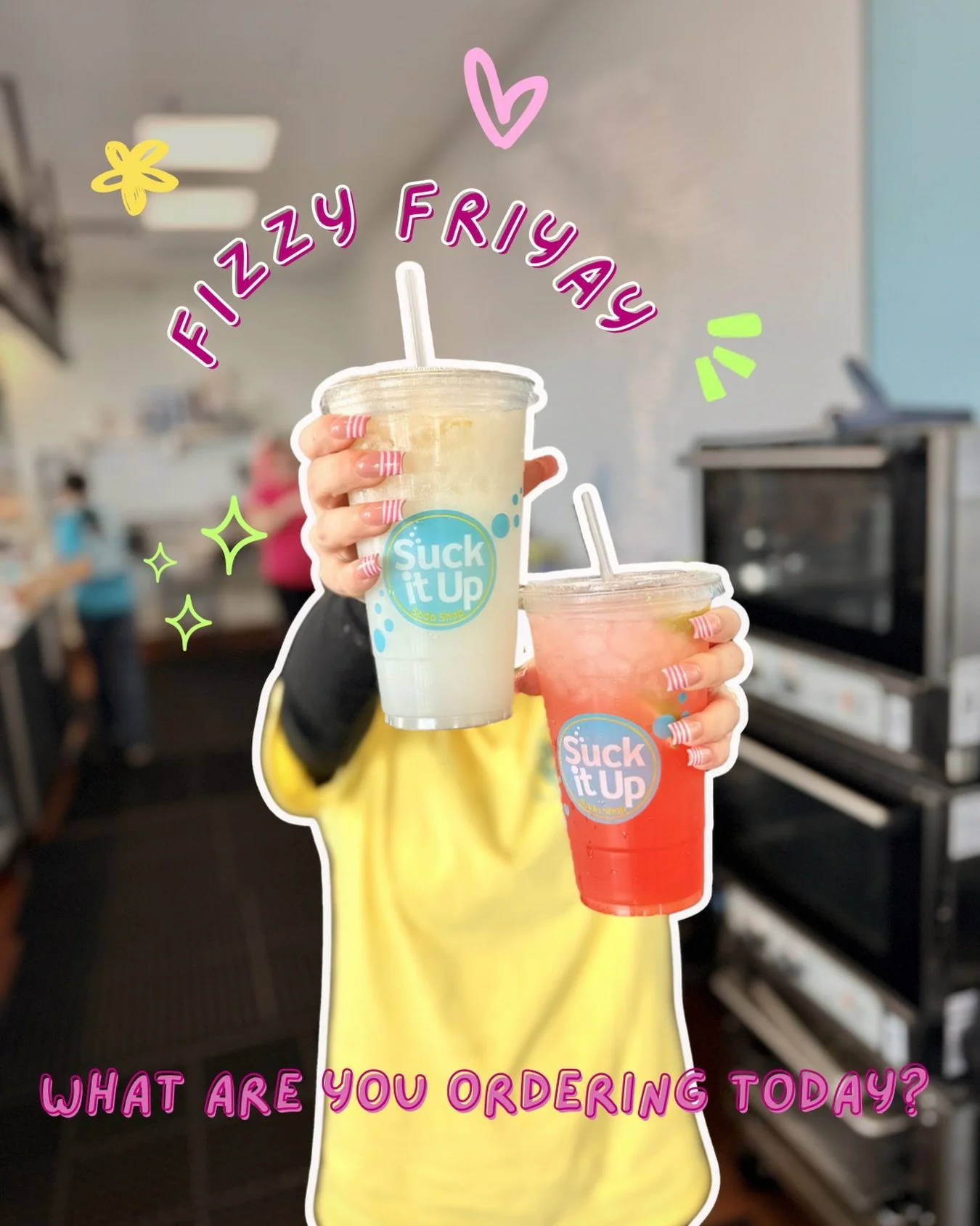 Happy Fri-YAY! Celebrate your Friday with a crispy cold dirty soda, pretzel bites w/ cheese dip, and a fresh cookie straight from our ovens! 🥳🥤🫧 
#bakersfielddirtysodas #northwestbakersfield #datenightinbakersfield #dirtysodadatenight #californiad