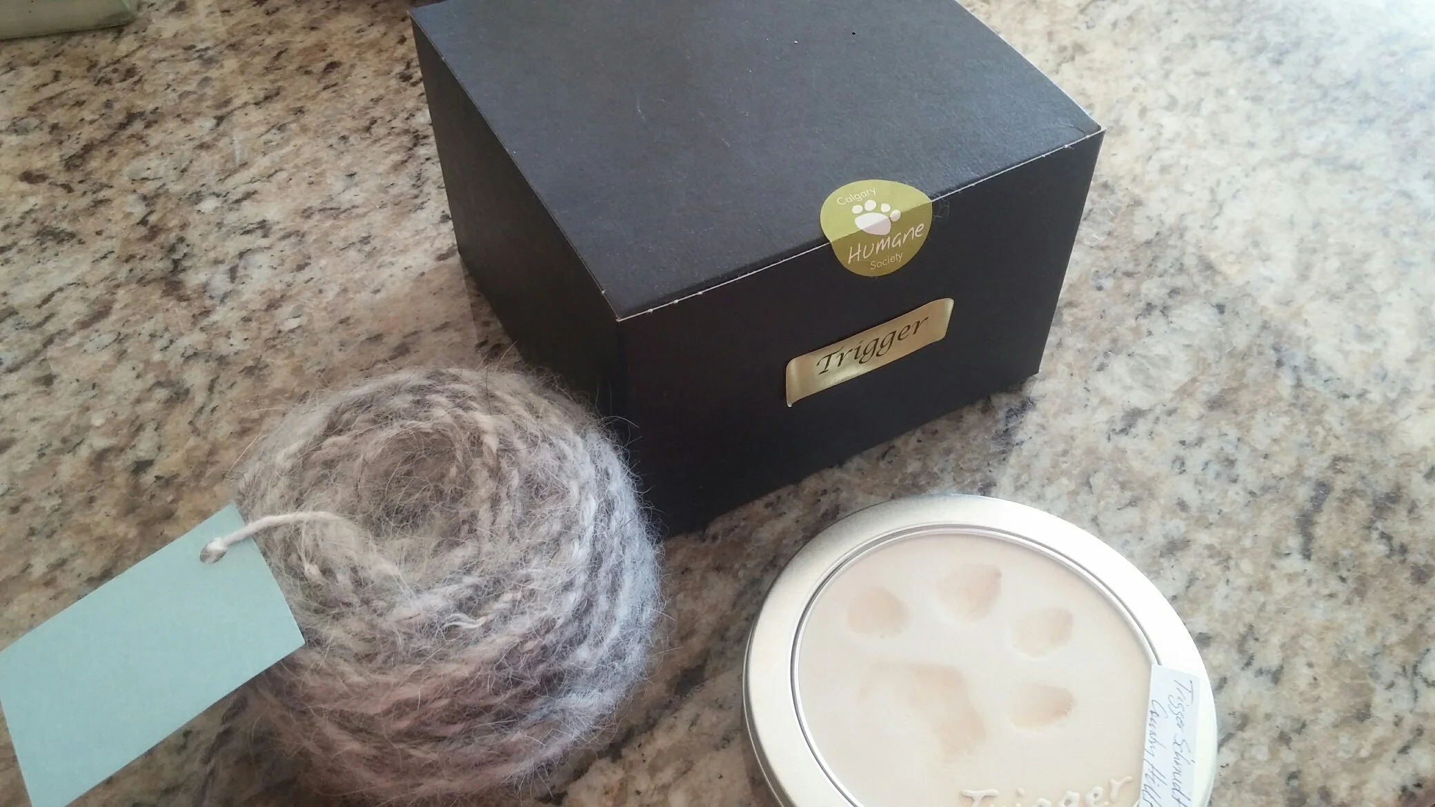 Dog fur keepsake yarn