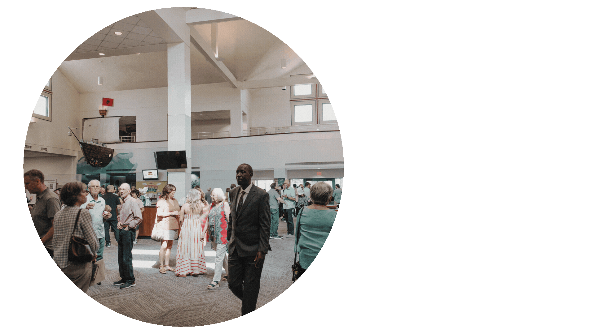 photo of the Westover lobby with the text "Visit the welcome center"