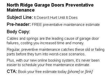 North Ridge Garage Doors Preventative Maintenance Spec Email
