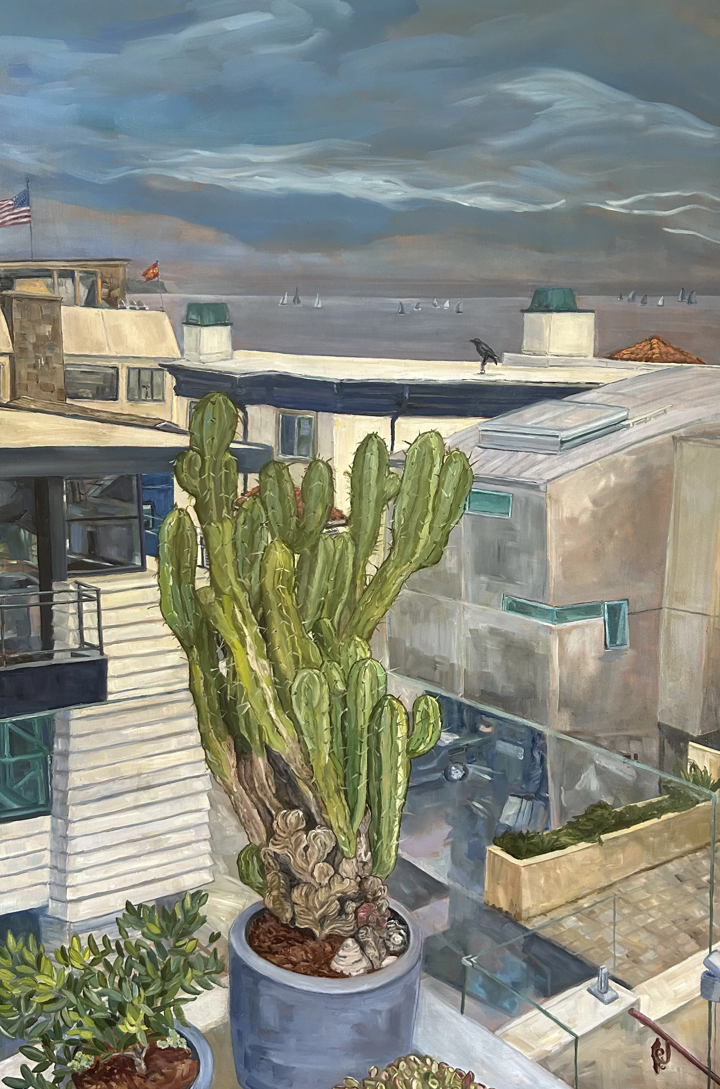 "Hermosa Cactus", 24" x 36", Oil on cradled wood.  Commissioned.