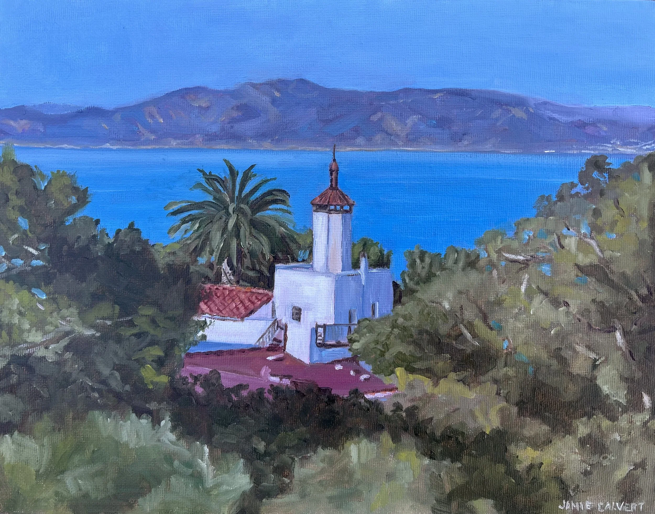 "La Venta Inn", 11" x 14", oil on linen panel.  Palos Verdes Estates, California.  Available $700.
