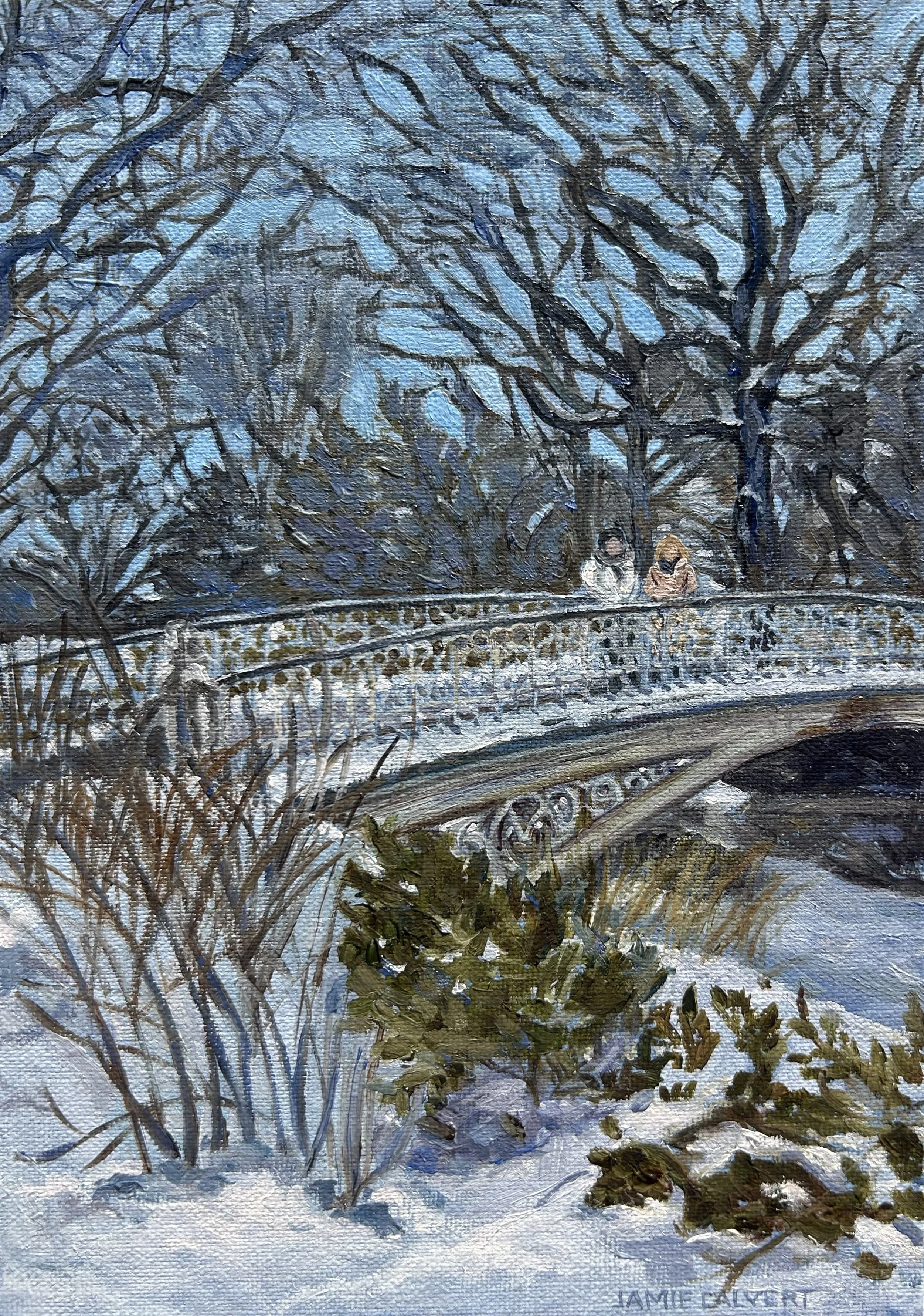 "Friends", 5" x 7", oil on linen panel.  NYC.  Commissioned.