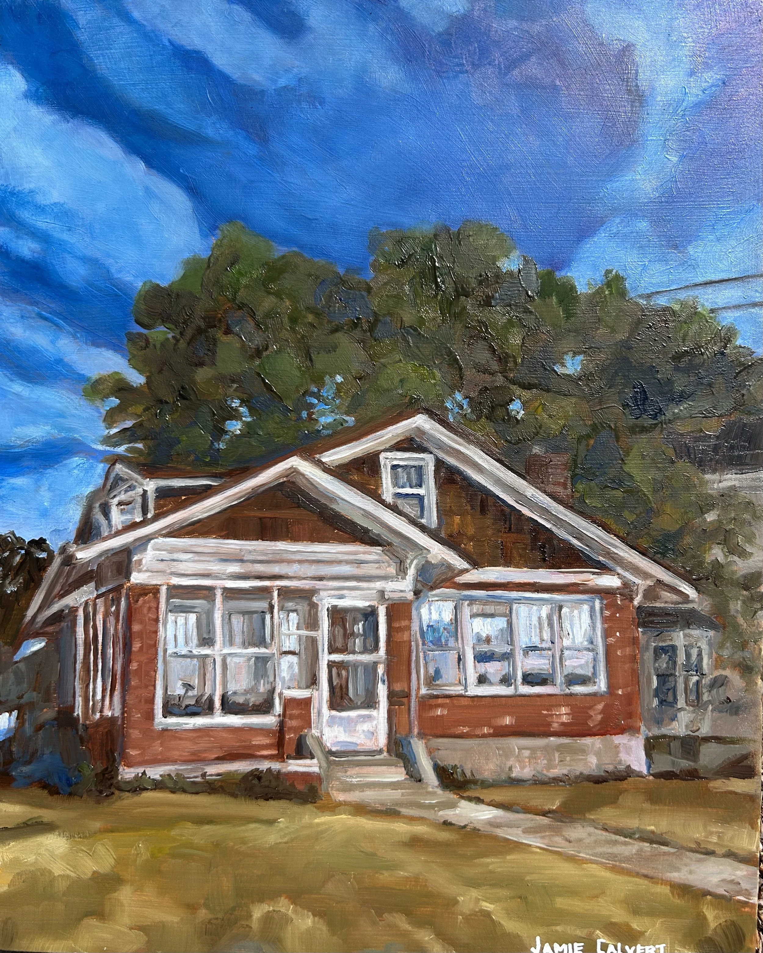 "Bouchelle", 8" x 10", oil on cradled wood panel.  Columbia, MO.  Gift.