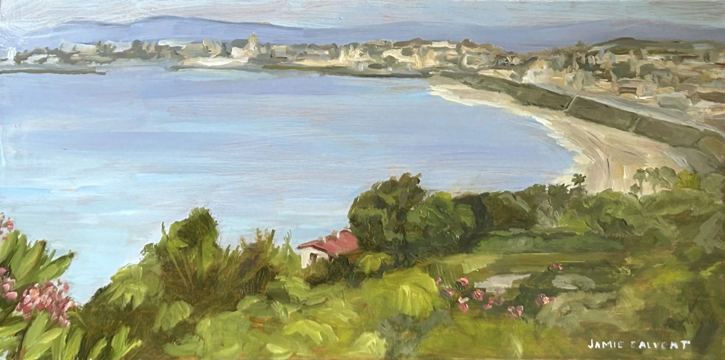"The Queen's Necklace in Fog", oil on cradled wood, 6" x 12".  $400.
