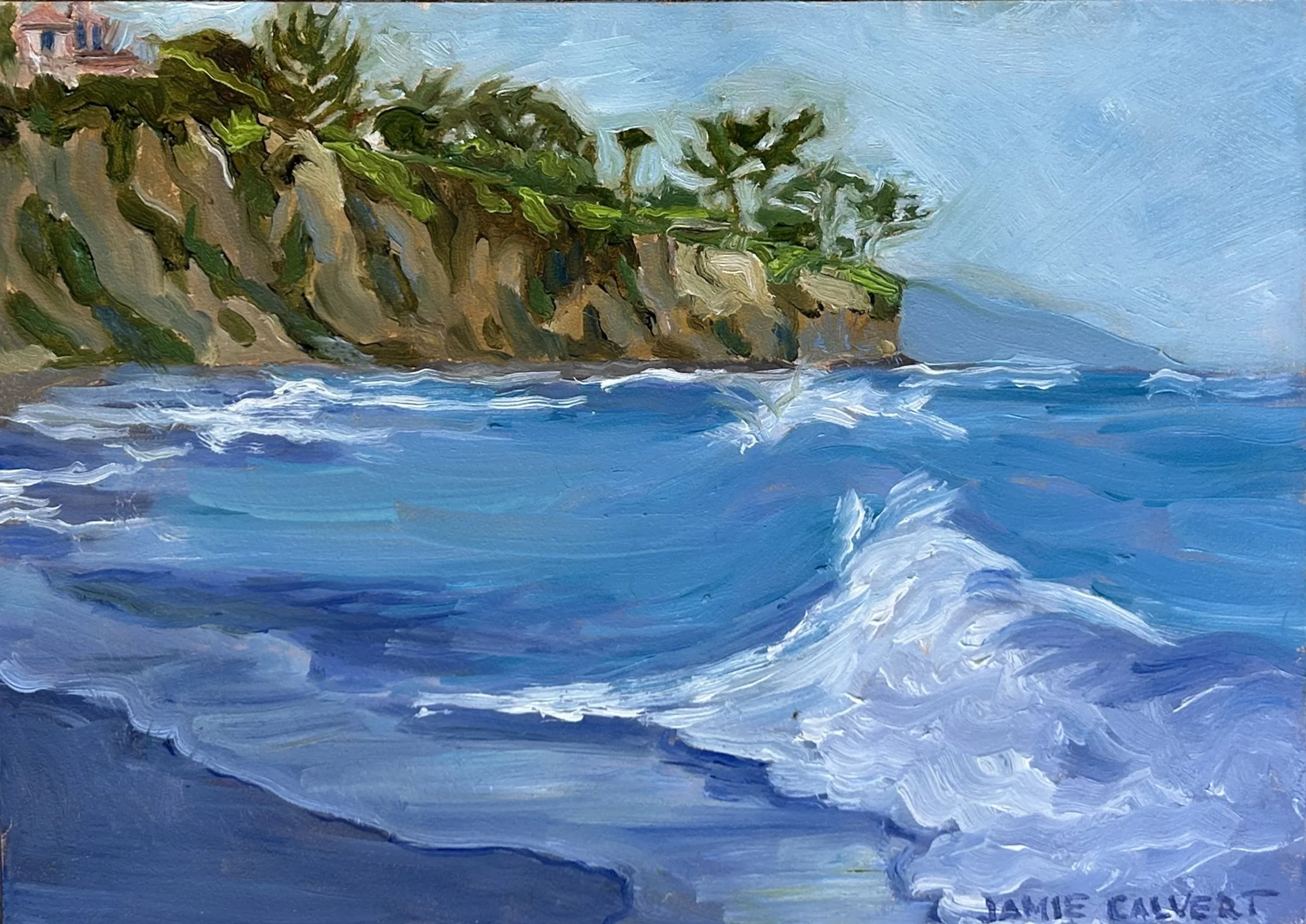 "Afternoon Light", Oil on wood panel, 5" x 7", Malibu, California.  SOLD.