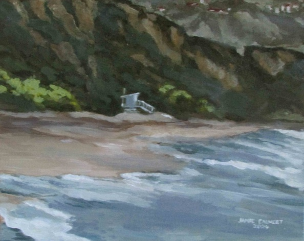 "Lone Tower", Oil on linen panel, 8" x 10", RAT Beach.  SOLD.