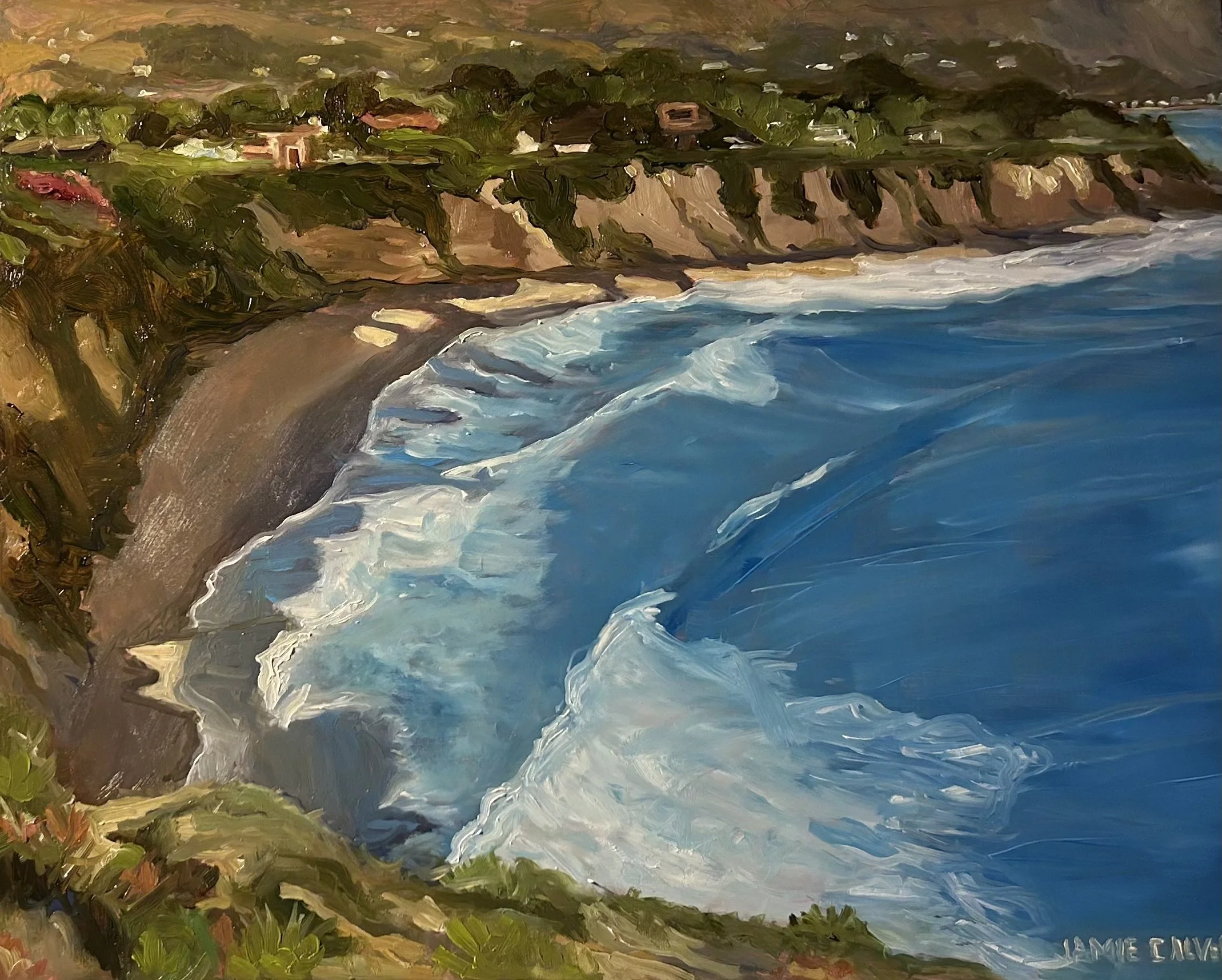 "Big Dume Hilltop", Oil on cradled wood, 8" x 10", Malibu, California.  Available.  $400.