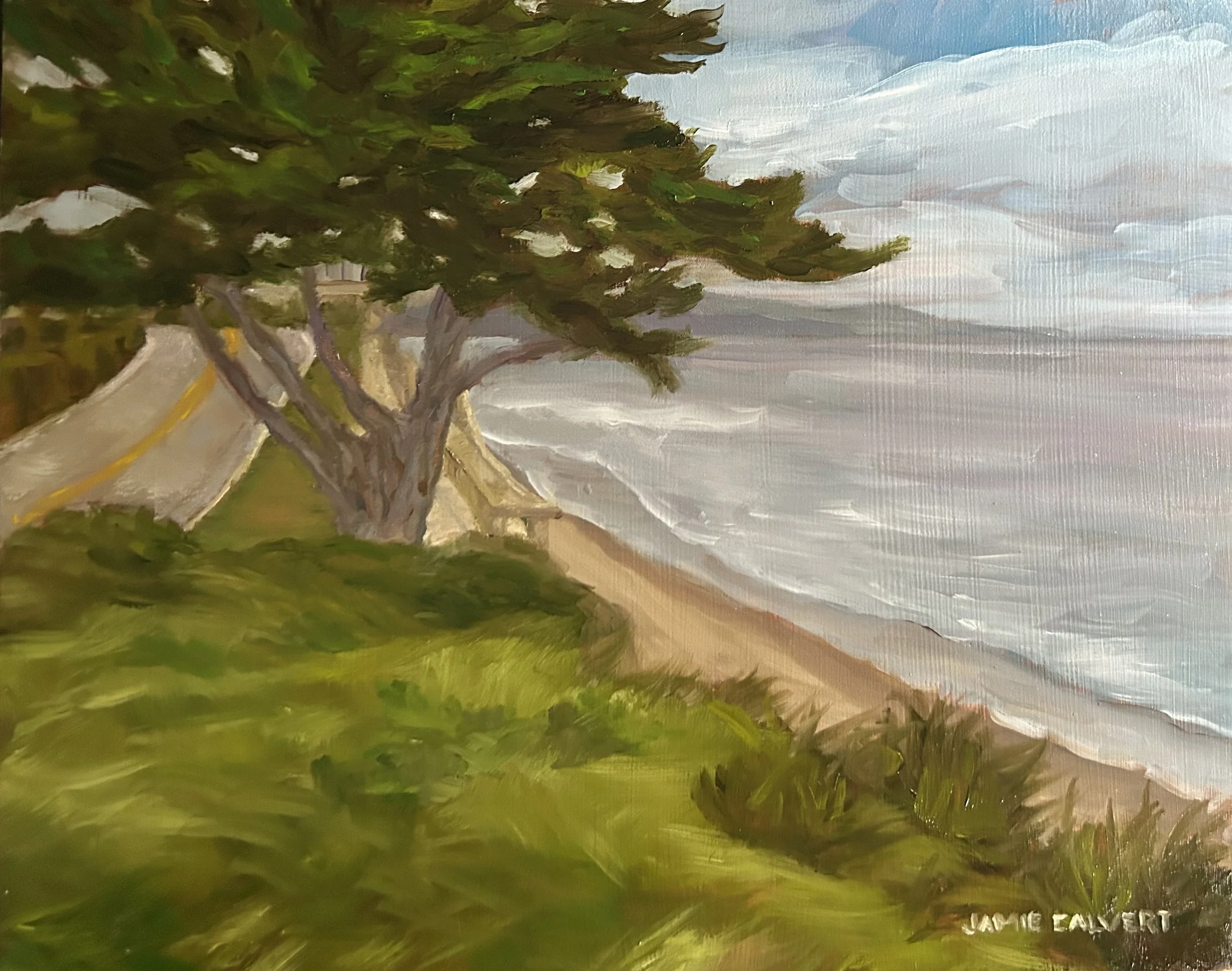 "Glimpses of Blue", 8" x 10", oil on cradled wood.  Santa Barbara, California.  $400