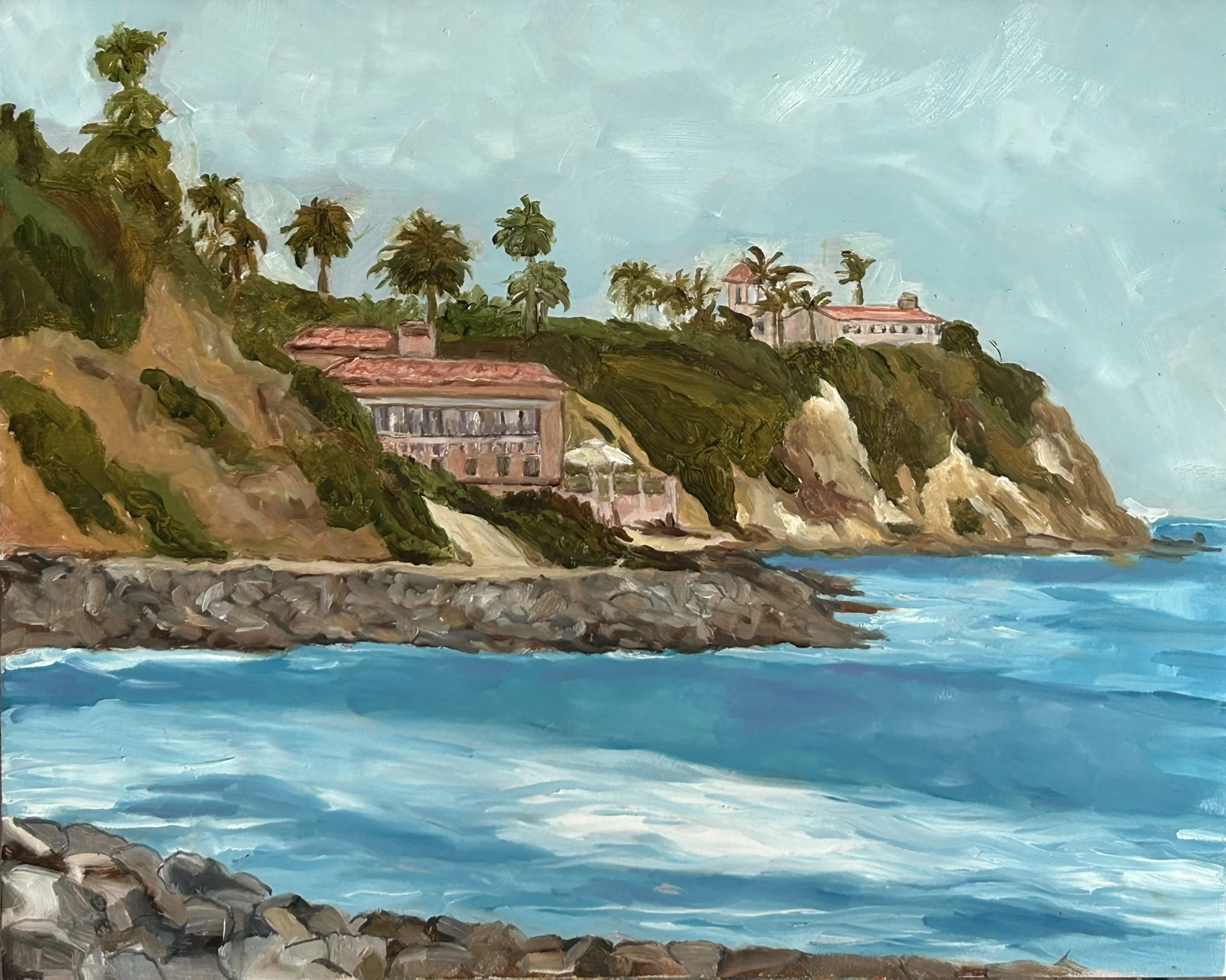 "The Beach Club", 8" x 10", oil on cradled wood.  Palos Verdes Estates, CA.  SOLD.