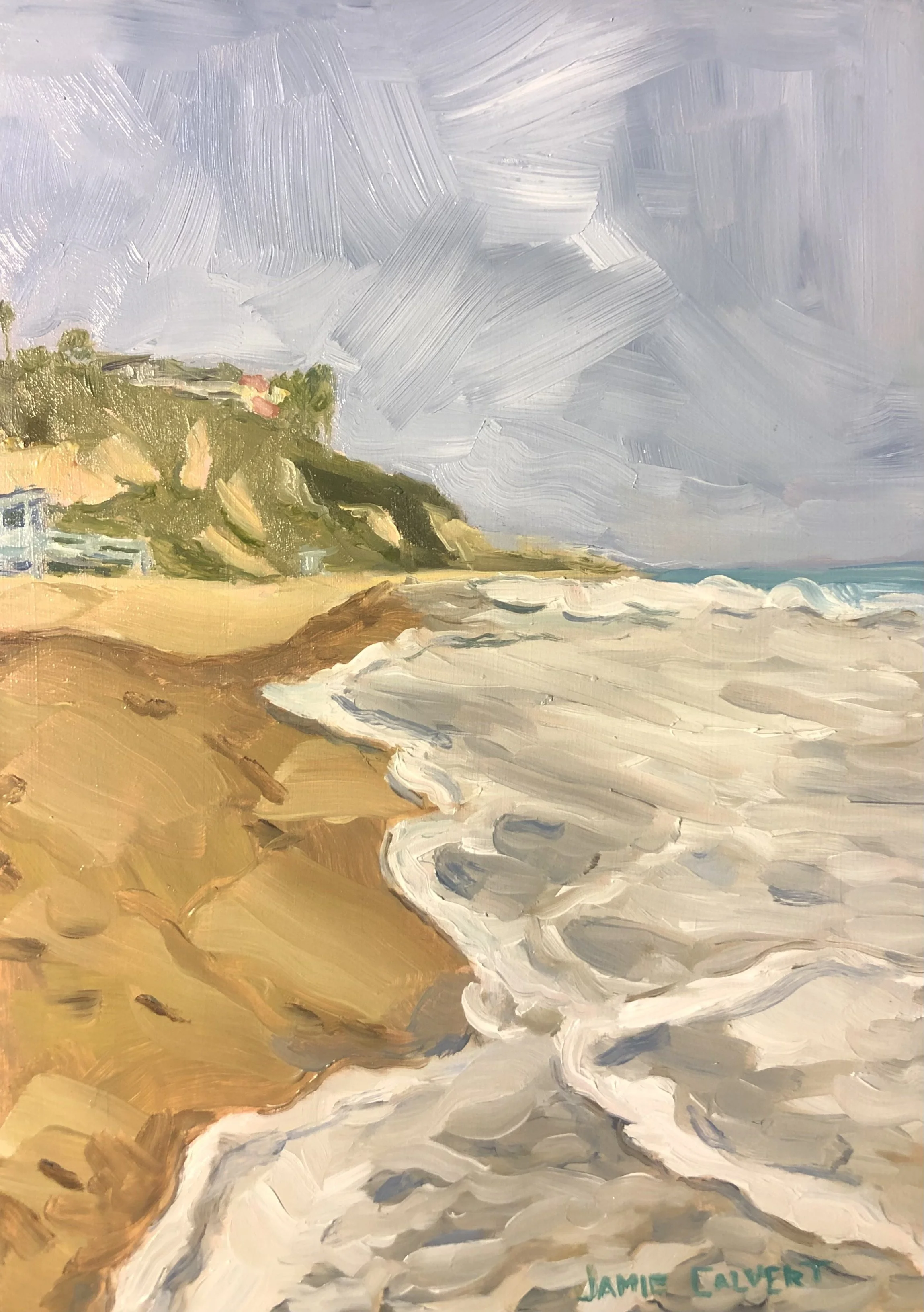 "Escondido Beach", Oil on wood panel, 5" x 7", Malibu, California.  SOLD.